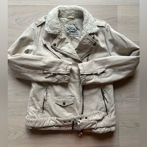 Levi's Cream Utility Jacket with Belted Waist